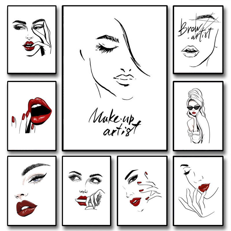 Makeup Is Beauty Quotes - 1 adet çerçevesiz kanvas tablo, moda