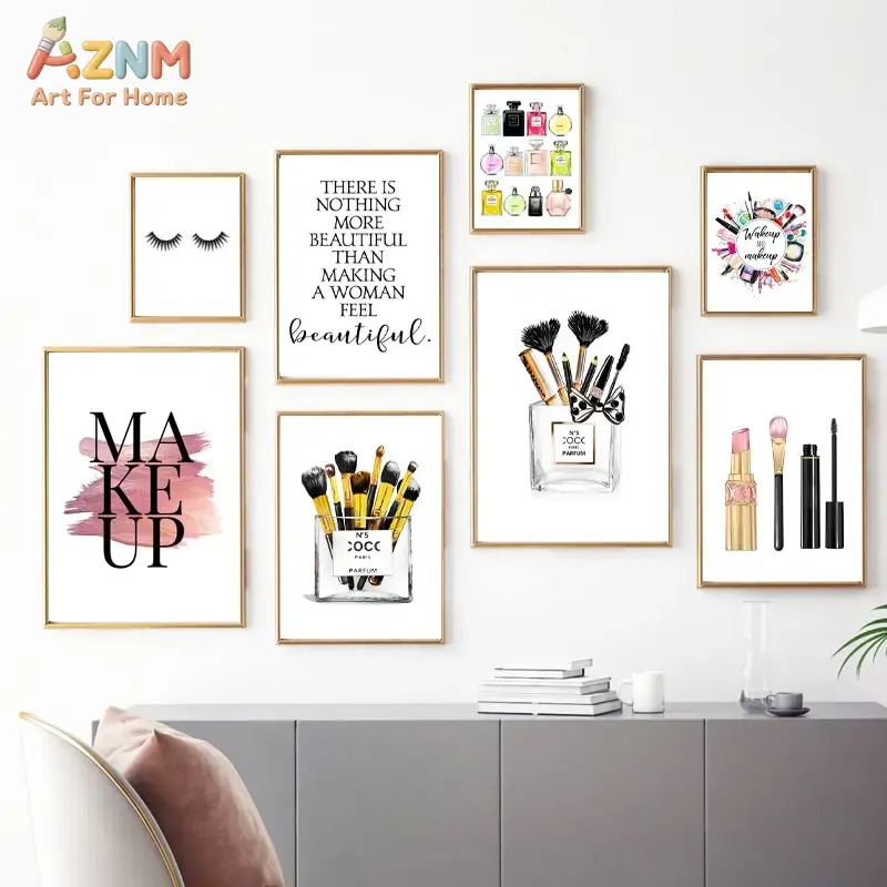Makeup Is Beauty Quotes - AZNM Pembe Moda Makyaj Tuval Duvar