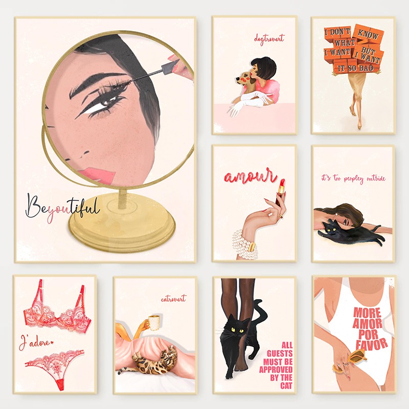 Retro Glam Moda Dergisi Poster - Makeup Is Beauty Quotes incelemesi ve fiyatı