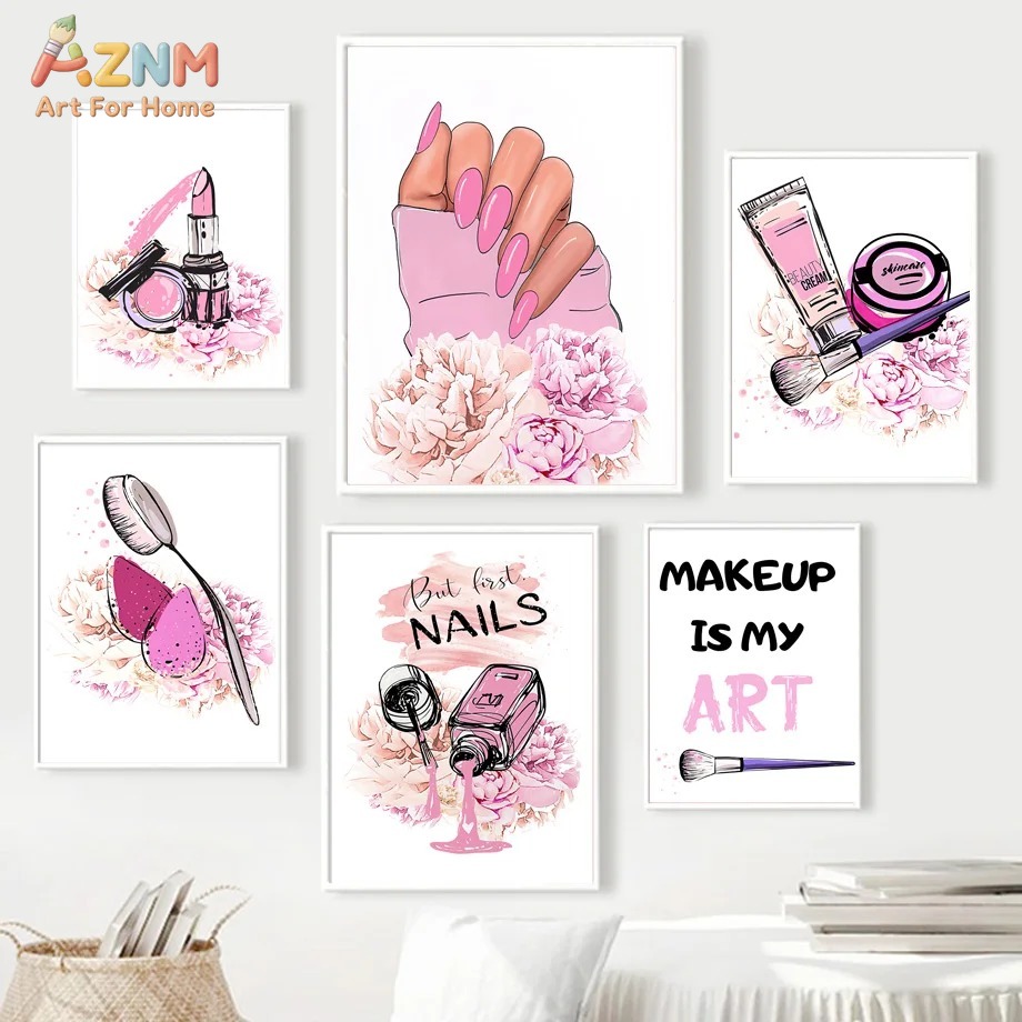 AZNM Pembe Tırnak Makyajı Kanv - Makeup Is Beauty Quotes incelemesi ve fiyatı
